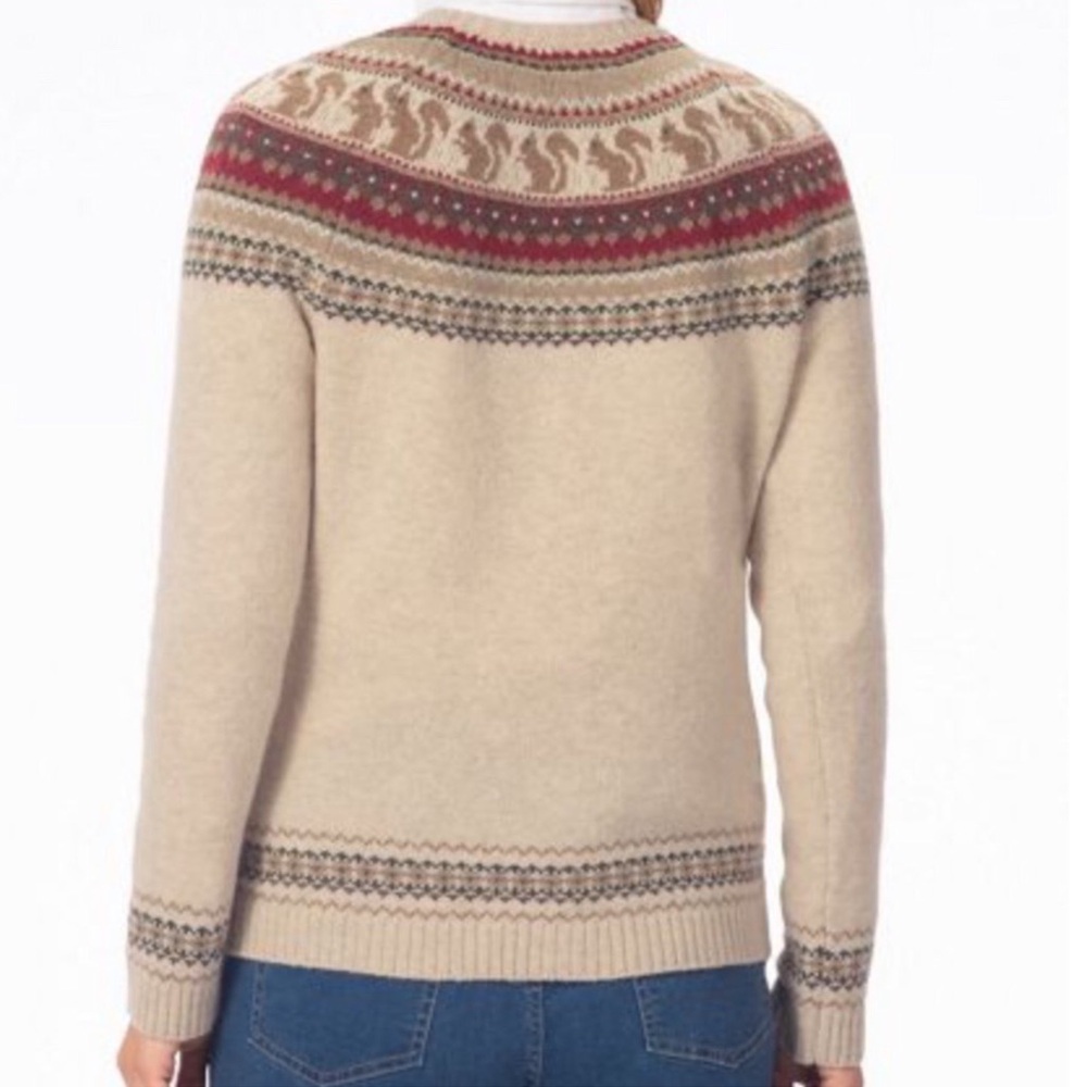 Appleseed’s Squirrel Fair Isle Wool Cardigan Sweater - Picture 6 of 17
